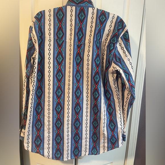 Wrangler South Western snap pearl button cowboy shirt size L - Picture 5 of 5
